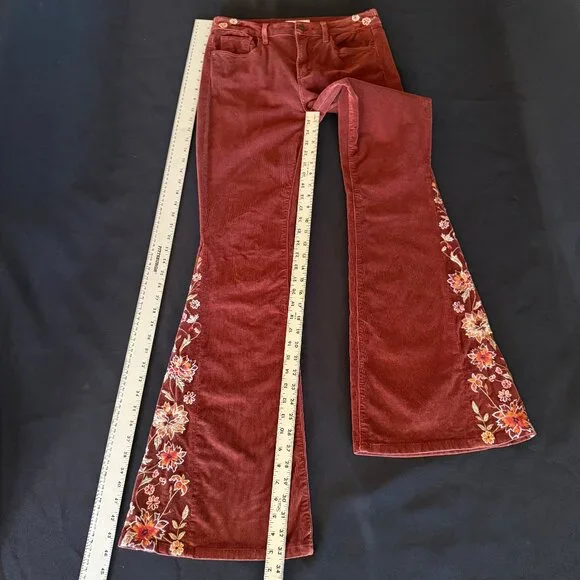Free People x Driftwood Farrah Embroidered Cord Jeans Sz 28 - Picture 8 of 15